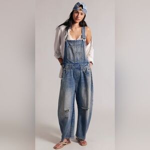WE THE FREE PEOPLE GOOD LUCK BARREL OVERALLS